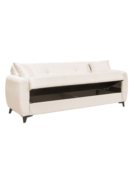 DARIO Sofa-Bed with Storage 3-Seater - Fabric Ecru