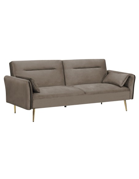 FLICK Sofa-Bed 3-Seater - Velure Brown Fabric