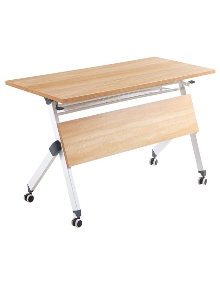 UNIT Γραφείο Η-Υ, Μέταλλο Βαφή Άσπρο, Melamine Απόχρωση Sonoma