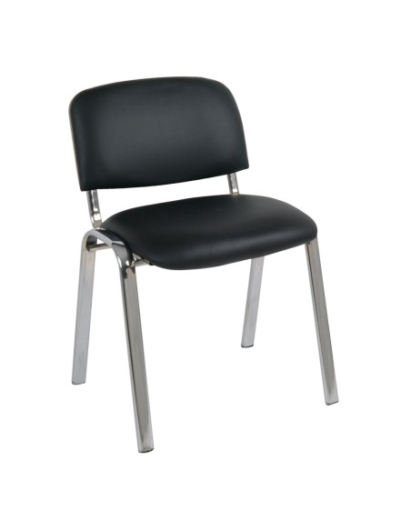 SIGMA Stacking Chair Chrome Frame-Black Pvc
