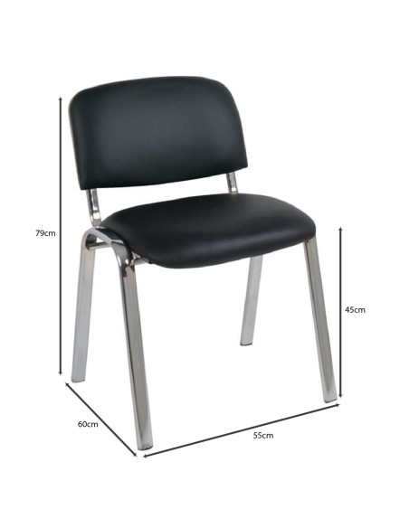 SIGMA Stacking Chair Chrome Frame-Black Pvc