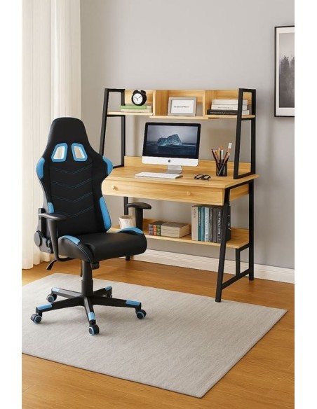 STUDENT-1 Set Γραφείο Η-Υ Sonoma - Μαύρο + Πολυθρόνα Gaming Μαύρο - Μπλε
