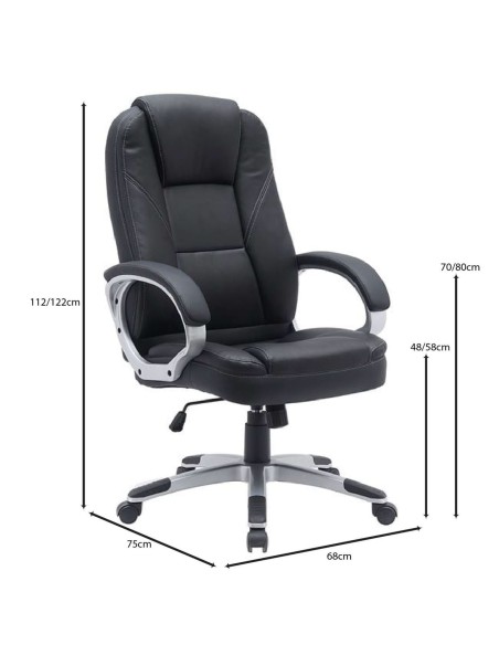BF6950W Πολυθρόνα Γραφείου Διευθυντή, Pu Μαύρο