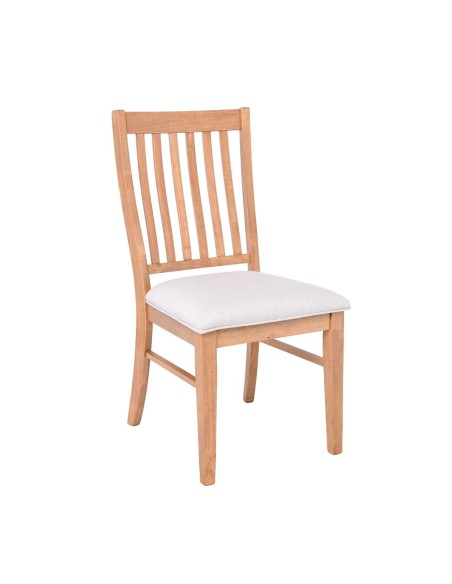 COMET Set Τραπεζαρία Ξύλινη: Τραπέζι+6 Καρέκλες, Φυσικό με Mdf Άσπρο Μάρμαρο,Ύφασμα Άσπρο