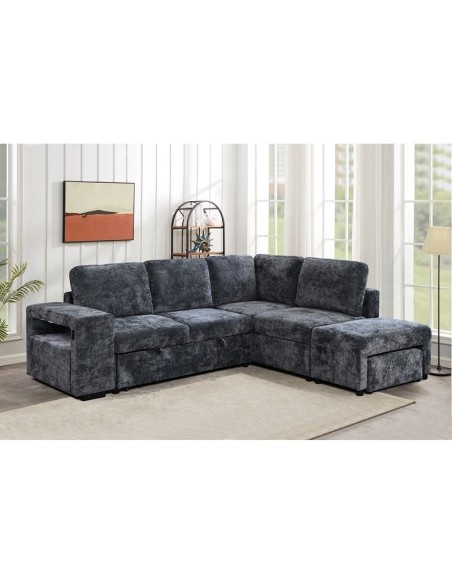 FLEXY Right Facing Corner Sofabed with Storage & Ottoman-Fabric Anthracite