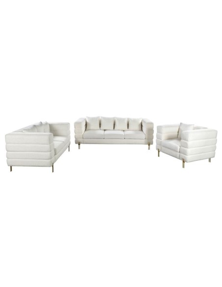 MORRIS Set Σαλόνι - Καθιστικό 3θέσιος + 2θέσιος + Πολυθρόνα Ύφασμα Teddy Άσπρο