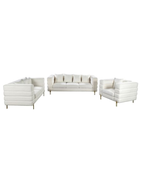 MORRIS Set Σαλόνι - Καθιστικό 3θέσιος + 2θέσιος + Πολυθρόνα Ύφασμα Teddy Άσπρο