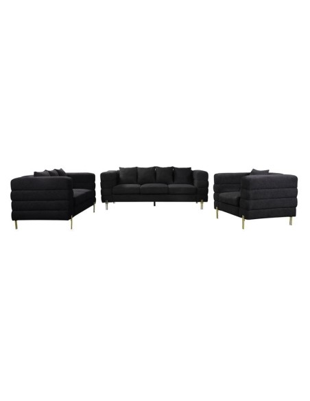MORRIS Lounge Set (3-S+2-S+1-S) BlackTeddy Fabric