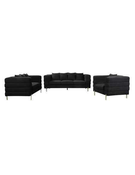 MORRIS Lounge Set (3-S+2-S+1-S) BlackTeddy Fabric