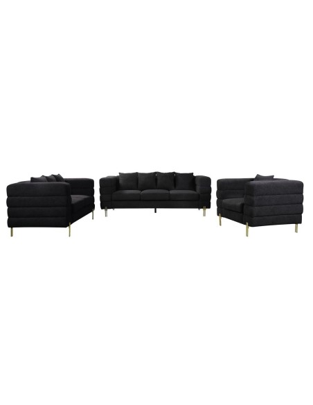 MORRIS Lounge Set (3-S+2-S+1-S) BlackTeddy Fabric