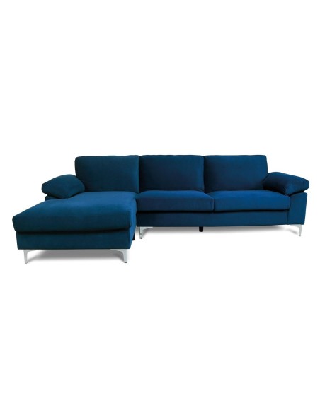 ALEX Corner Sofa Fabric Navy Blue Velure (Right Sitting Chaise)