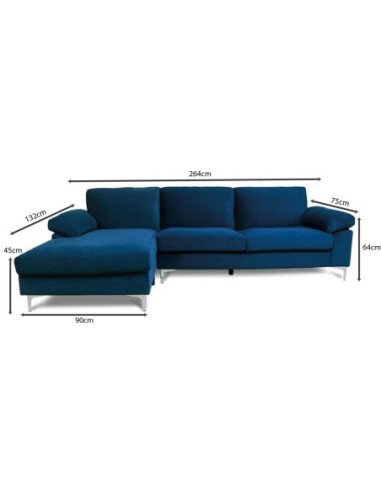 ALEX Corner Sofa Fabric Navy Blue...
