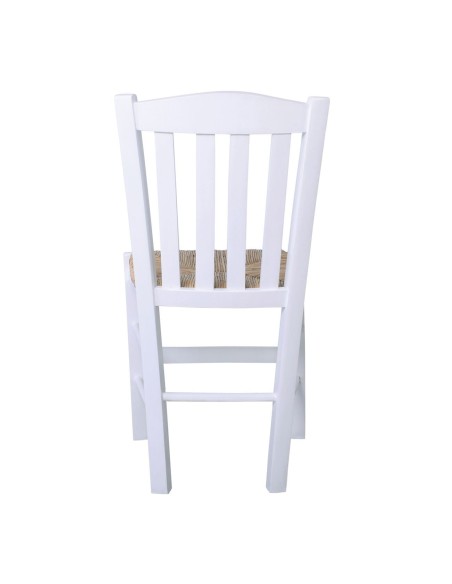 CASA Καρέκλα Οξιά Βαφή Εμποτισμού Λάκα Άσπρο, Κάθισμα Ψάθα