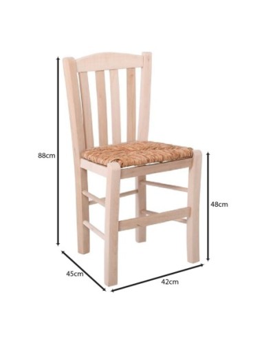 CASA Chair Unpainted with Rush Seat