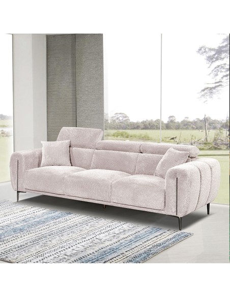 SEVILLE 3-Seater Sofa Teddy Beige Fabric