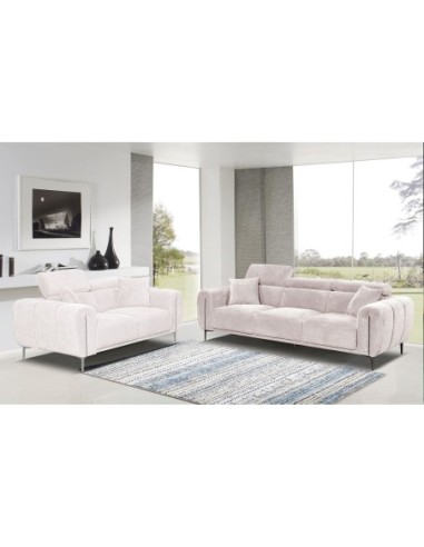 SEVILLE 3-Seater Sofa Teddy Beige Fabric