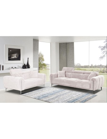 SEVILLE 3-Seater Sofa Teddy Beige Fabric