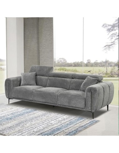 SEVILLE 3-Seater Sofa Teddy Dark Grey...