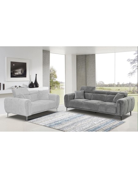 SEVILLE 3-Seater Sofa Teddy Dark Grey Fabric