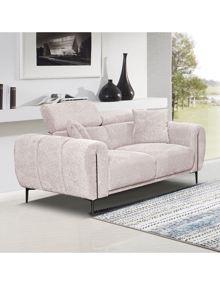 SEVILLE 2-Seater Sofa Teddy Beige Fabric