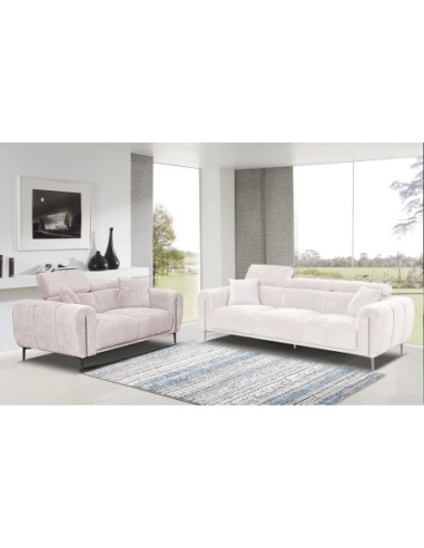 SEVILLE 2-Seater Sofa Teddy Beige Fabric