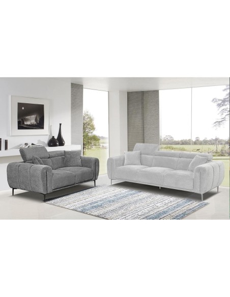 SEVILLE 2-Seater Sofa Teddy Dark Grey Fabric