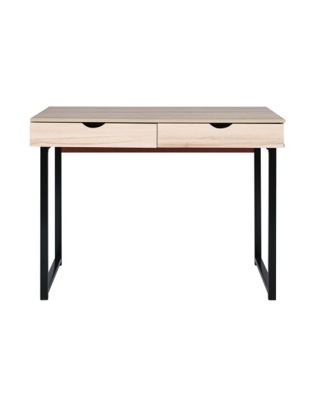 PC Metal Desk (2 drawers) 100x48x75cm Black-Maple