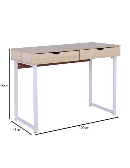 ΓΡΑΦΕΙΟ με 2 Συρτάρια Μέταλλο Βαφή Άσπρο - Maple