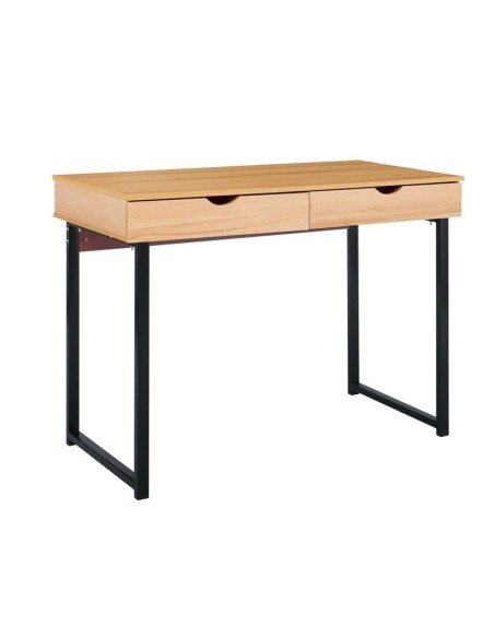 PC Metal Desk (2 drawers) 100x48x75cm Black-Natural