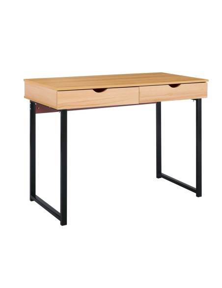 PC Metal Desk (2 drawers) 100x48x75cm Black-Natural