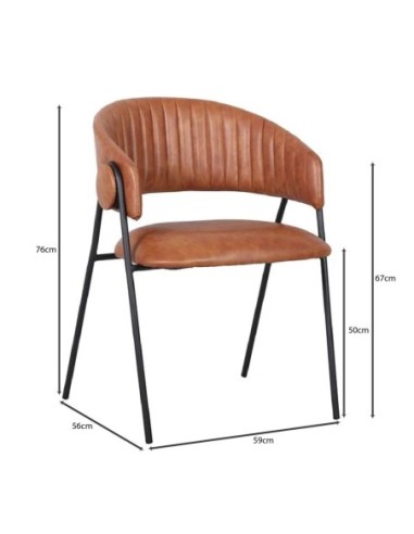 ALFRED Armchair Black Metal, Pu Camel