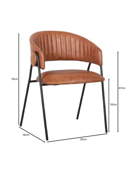 ALFRED Armchair Black Metal, Pu Camel
