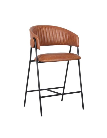 ALFRED Bar Stool Black Metal, Pu Camel