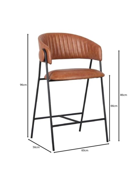 ALFRED Bar Stool Black Metal, Pu Camel