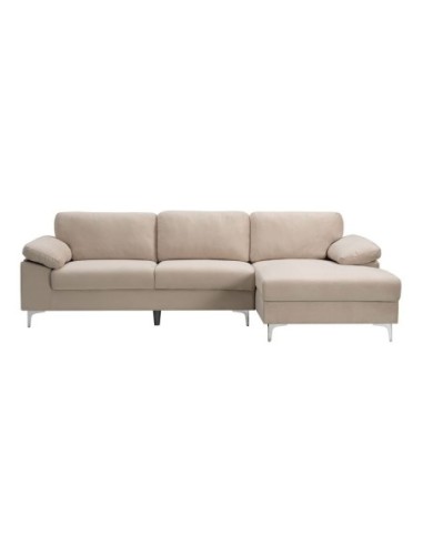 ALEX Corner Sofa Fabric Beige Velure...