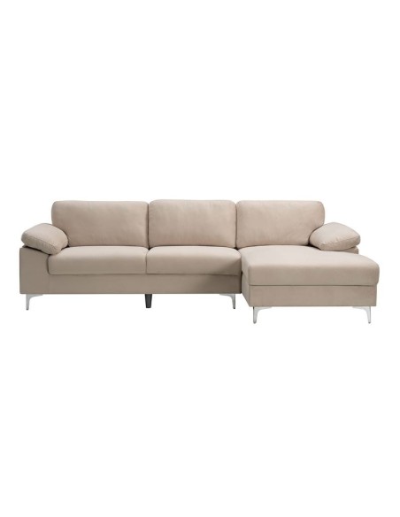 ALEX Corner Sofa Fabric Beige Velure (Left Sitting Chaise)