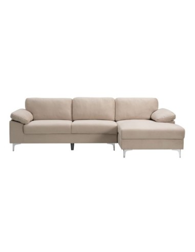 ALEX Corner Sofa Fabric Beige Velure...
