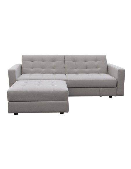 JACKSON Καναπές - Κρεβάτι και Σκαμπό με Χώρους Αποθήκευσης, Ύφασμα Μπεζ