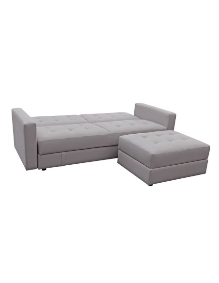 JACKSON Καναπές - Κρεβάτι και Σκαμπό με Χώρους Αποθήκευσης, Ύφασμα Μπεζ