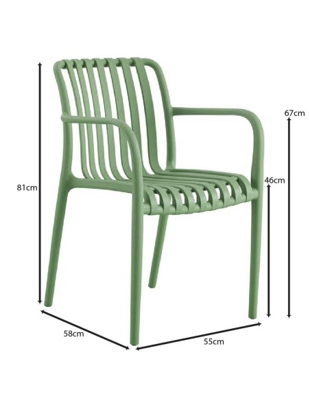 MODA Stackable Armchair PP-UV Green