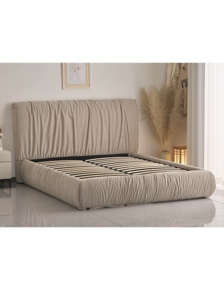 TOKYO Κρεβάτι Διπλό, για Στρώμα 160x200cm, Ύφασμα Μπεζ