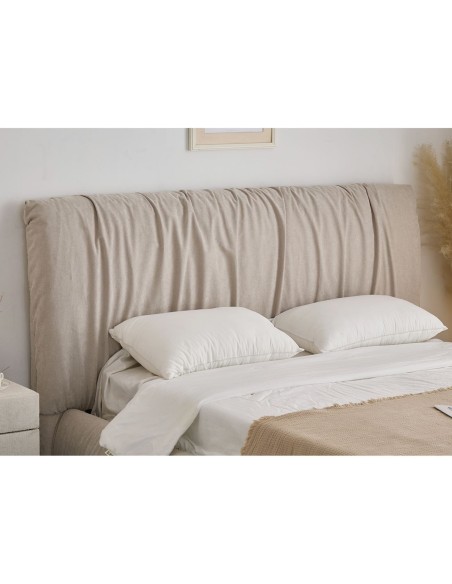 TOKYO Κρεβάτι Διπλό, για Στρώμα 160x200cm, Ύφασμα Μπεζ
