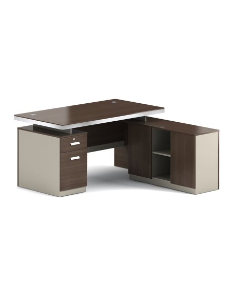 CONCEPT Reversible Desk 160x160cm Walnut-Beige
