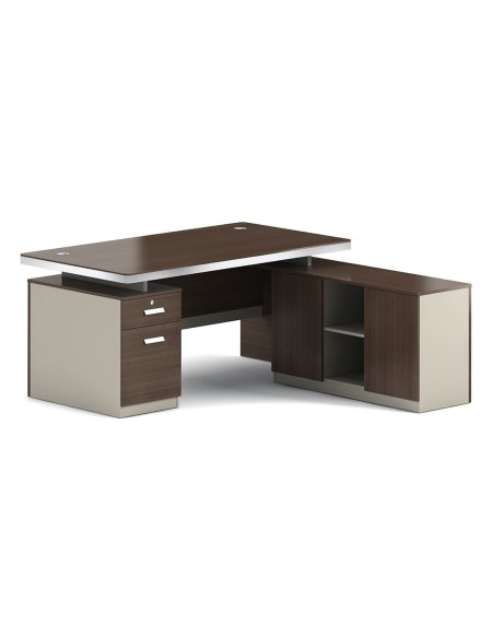 CONCEPT Reversible Desk 200x160cm Walnut-Beige