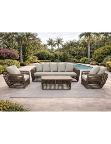 LOPEZ Set (4pcs) Metal-Wicker Brown...