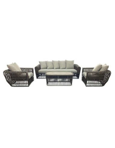 LOPEZ Set (4pcs) Metal-Wicker Brown...