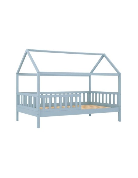 DREAM Montessori Παιδικό Κρεβάτι, για Στρώμα 90x190cm, Ξύλο Πεύκου Απόχρωση Γαλάζιο
