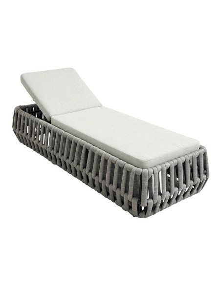 MAJORCA Ξαπλώστρα, Αλουμίνιο με Olefin Rope Γκρι, Μαξιλάρι Ανοιχτό Γκρι