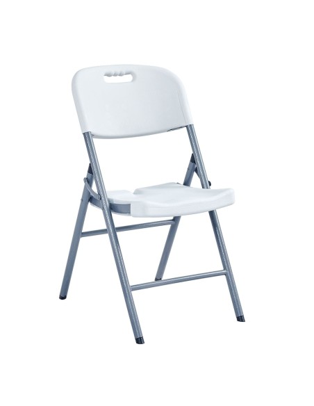 BLOW Καρέκλα Πτυσσόμενη, Μέταλλο Βαφή Γκρι, HDPE Άσπρο