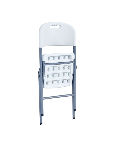 BLOW Καρέκλα Πτυσσόμενη, Μέταλλο Βαφή Γκρι, HDPE Άσπρο